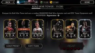 Kombat Cup w/Cassie Cage High Damage Team Equipment Setup For Kold War Tower - Mortal Kombat Mobile