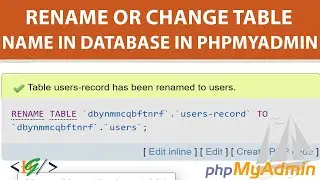 How to Rename Database Tables Name in PhpMyAdmin