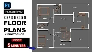 Architecture Plan Render in Photoshop - IN 5 MINUTES & 5 SIMPLE STEPS
