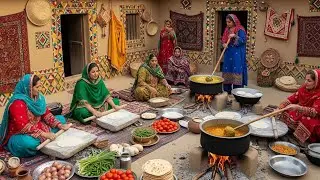 Cooking traditional village foods in wint morning routines in the Pakistan