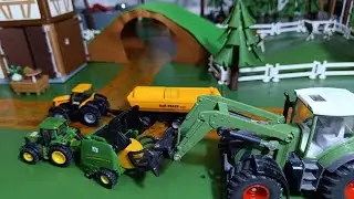 Siku 1665 John Deere Tractor With Round Baler / Siku Fendt 939 / Siku 1858 JCB With Tipping Trailer