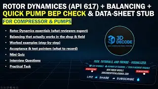 Rotor Dynamics & Balancing &ndash; API 617 | Quick Pump BEP Check + Datasheet Guide | 3D DECODE