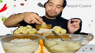 NEPAL FAMOUS MOMOS JHOL MOMOS, THUPKA MOMOS | MUKBANG #nepalfood #momos #viralvideo #mukbang #asmr
