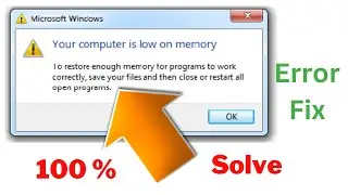 Solve Your computer is low on memory windows 7 in hindi | Computer low memory fix