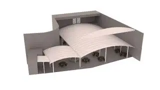 Covered dining canopy 3D animation for Oaks Park High School School