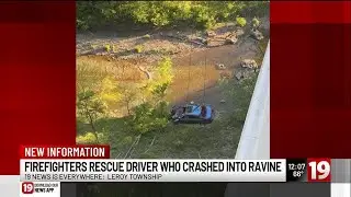 Driver rescued from ravine after crash on I-90 over Vrooman Road bridge