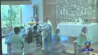 Local church service video shows priest serving communion without mask, gloves