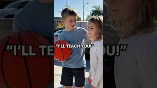Levi teaches Ivy how to shoot a basketball 🏀