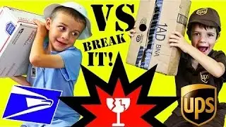 Mailman Postal Worker Mail UPS vs USPS Match Off Breaking Boxes Kids Challenge by DisneyCarToys
