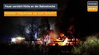 BAD HERSFELD: Feuer zerstört Hütte an der Bahnstrecke: Nutzten Odachlose sie zum Schutz?
