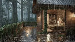 Peaceful Rainfall in the Forest Cabin🌧️🌲Thunder & Raindrops by the Lake for Sleep & Healing