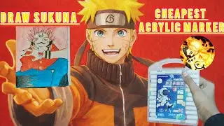 Draw sukuna with cheapest acrylic marker ✨for beginners 🔥 first collab video@creative_anmol-d6r 