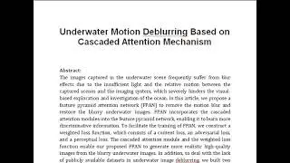 Underwater Motion Deblurring Based on Cascaded Attention Mechanism