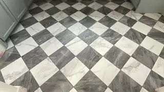 Checkered pattern porcelain Tile floor #tile #checkered