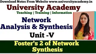 NAS44: RL Network Realization using Foster Second Form |Foster's 2 of Network Synthesis with example