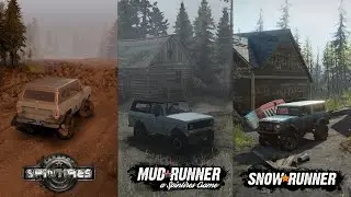 Spintire vs MudRunner vs SnowRunner | International Scout 800 comparison gameplay