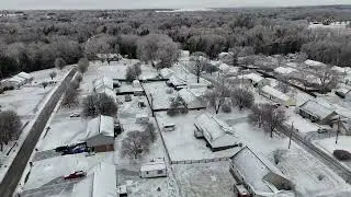 Drone Shows Snow-Covered Kentucky Neighborhood Amid Winter Storm