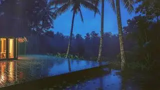 Instant Sleep with Steady Rain and Low Thunder Murmur at Forest Cabin Terrace 🌧️
