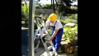 G&Uuml;NZBURGER Aluminium-Stehleiter, Stufenleiter, einseitig begehbar, Handhabung