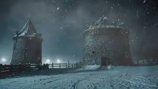 Howling Winds and Snowstorm Sounds in Stone Towers.  Winter Ambience of Relaxing Blizzard for Sleep.