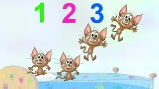 5 LITTLE MONKEYS JUMPING ON THE BED NURSERY RHYME SONG performed by 5 kittens