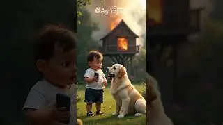 Baby and dog build a tree house, Burnt Treehouse Tale, Funny Ai Animated #Shorts #cute #cutebabies