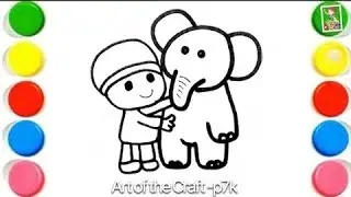 How to Draw a cute Pocoyo and Elephant ￼Drawing, Painting & Coloring For Kids and Toddlers_ Kids Art
