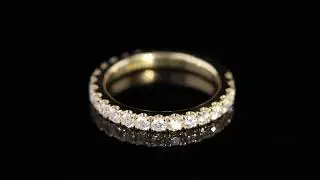14K Yellow Gold 3/4 Diamond Band &ndash; U Pave with Cushion Shank