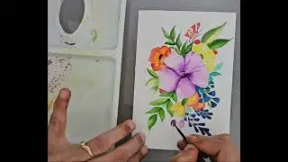 Handmade watercolour cards🌸vibrant flower bouquets💐Small glimpse into the making🖌