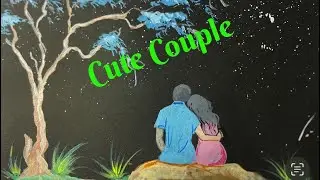 How to do couple art💕 Easy painting # Couple drawing# Black paper art# Art and craft# Boy and girl