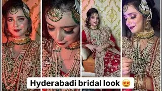 Hyderabadi nikah look makeup tutorial bridal look khada dupatta muslim bride #nikahlook #nikahmake