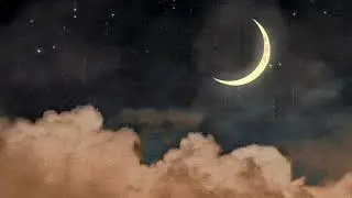 10 Hours of Starry Night Sky with Crescent Moon | Relaxing Background with Soft Music