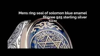 Mens ring seal of solomon blue enamel filigree 925 sterling silver #mensrings #sealofsolomon #silver