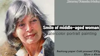 Watercolor portrait painting │ 인물수채화 초상화 수채화 │Smile of middle-aged woman