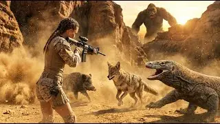 Komodo Dragon Hunting Gone Wrong &mdash; Coyote Pack Ambush Until King Kong Saves the Hunter!