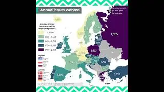 Average annual hours worked in different European countries! #map #work #europe #youtubeshorts