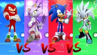 Knuckles vs Blaze thw Cat vs Sonic vs Silver Sonic | Tiles Hop Edm Rush