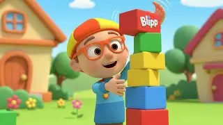 Blippi Jumped Into a Mountain of Blocks | Nursery Rhymes for Kids & Baby Songs