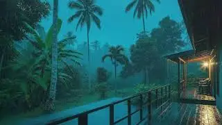 Deep Sleep Tonight with Warm Rain and Distant Thunder at Cozy Cabin 🌧️