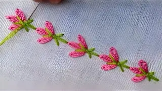 ✨Simple Borderline Embroidery Design | Hand Embroidery | Flower Borderline 🌺 | Made By Sunita |