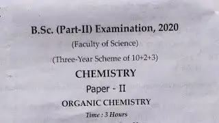 Chemistry | रसायन विज्ञान  | B.Sc 2nd Year 2020 Paper - 2 Examination Paper 2020 | #pdusuModelPaper