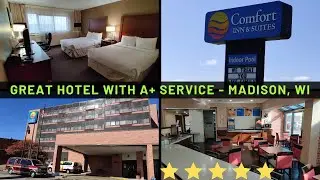 GREAT HOTEL with FRIENDLY STAFF in Madison, WI | Room Tour | Comfort Inn & Suites Madison - Airport