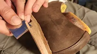 Hand Making Brown Derby Shoes from Pull Up Leather