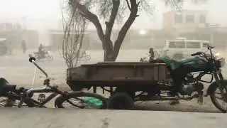 A dust storm in the remote and lag behind district: Dera Ismail Khan of Pakistan.