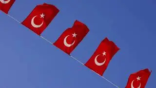 Turkish Flag and Blue Sky Background / 4K Stock Video