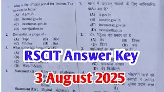 Rscit 3 August 2025 Answer Key | Rscit Exam Answer Key 2025 | Rscit Paper Answer Key Today Exam