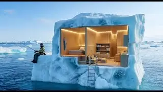 A Hidden House Inside an Iceberg — Building in the Middle of the Ocean (ASMR)