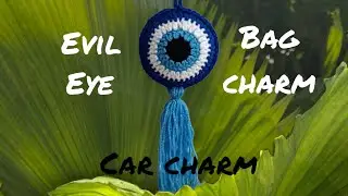 How to crochet Evil Eye tutorial free pattern | easy and fast. car/bag charm keychain best gift.