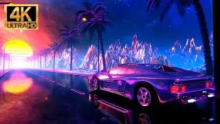 Space Retro Futuristic Drive 4K | Backround Video | Loop Video | White noise