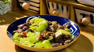 Stir Fried Chicken Gizzards And Hearts With Cucumber